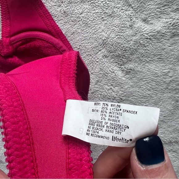 Victoria's Secret VTG 70s 80s Gold Crown Label Pink Lace Pearl Underwire Bra 34B - Picture 6 of 16